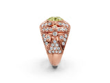 Rose gold Fancy Yellow Round Cut Brilliant Halo Pave Diamond Milgrain Ring_2