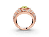 Rose gold Fancy Yellow Round Cut Brilliant Halo Pave Diamond Milgrain Ring_3