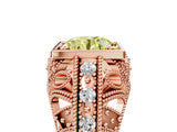 Rose gold Fancy Yellow Round Cut Brilliant Milgrain Filigree Diamond Ring with Square Prong Setting_5