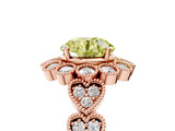 Rose gold Fancy Yellow Round Cut Brilliant Milgrain Pave Heart Band Solitaire Ring_5
