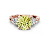 Rose gold Fancy Yellow Round Cut Brilliant Three-Stone Diamond Ring with Pavé Band and Four-Prong Setting_3