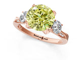 Rose gold Fancy Yellow Round Cut Brilliant Three-Stone Diamond Ring with Pavé Band and Four-Prong Setting_4
