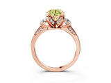 Rose gold Fancy Yellow Round Cut Brilliant Three-Stone Diamond Ring with Pavé Band and Four-Prong Setting_6