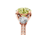 Rose gold Fancy Yellow Round Cut Brilliant Three-Stone Diamond Ring with Pavé Band and Four-Prong Setting_8