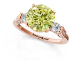 Rose gold Fancy Yellow Round Cut Brilliant Three-Stone Pave Band with Four-Prong Setting_1