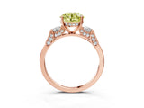 Rose gold Fancy Yellow Round Cut Brilliant Three-Stone Pave Band with Four-Prong Setting_3