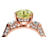 Rose gold Fancy Yellow Round Cut Brilliant Three-Stone Pave Band with Four-Prong Setting_4