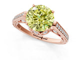 Rose gold Fancy Yellow Round  Cut Cathedral Pave Diamond Engagement Ring with Six-Prong Setting_27