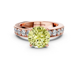 Rose gold Fancy Yellow Round  Cut Channel Set Diamond Engagement Ring with Four-Prong Setting
