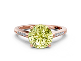Rose gold Fancy Yellow Round  Cut Channel Set Solitaire Engagement Ring with Four-Prong Setting