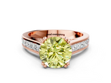 Rose gold Fancy Yellow Round  Cut Channel Set Solitaire Engagement Ring with Prong Setting