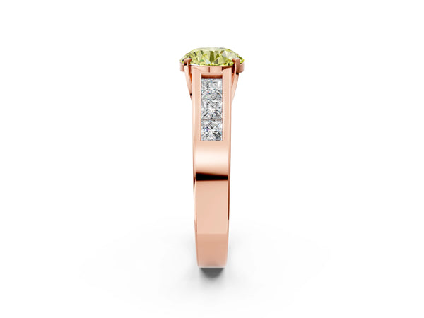 Rose Gold Round Channel Set Engagement Ring Setting for Fancy Yellow Center