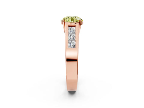 Rose gold Fancy Yellow Round Cut Cut Channel Set Solitaire Ring with Four-Prong Setting_2