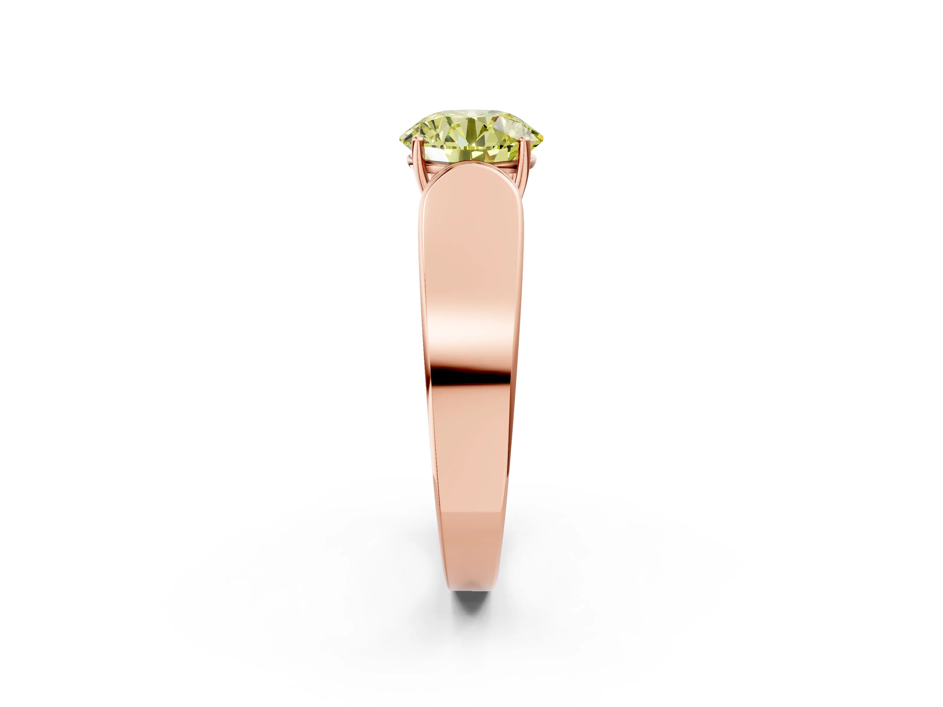 Rose gold Fancy Yellow Round Cut Cut Diamond Channel Set Solitaire Ring with Four-Prong Setting_2