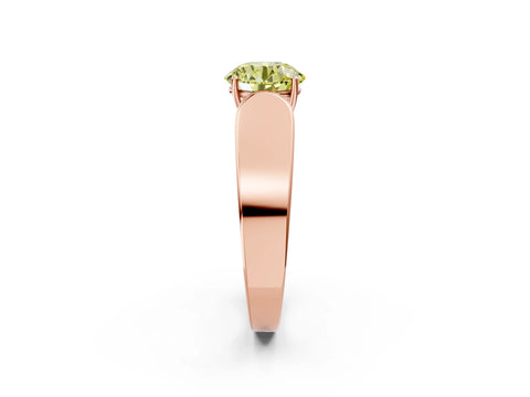 Rose gold Fancy Yellow Round Cut Cut Diamond Channel Set Solitaire Ring with Four-Prong Setting_2