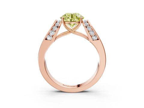 Rose gold Fancy Yellow Round Cut Cut Diamond Channel Set Solitaire Ring with Four-Prong Setting_3