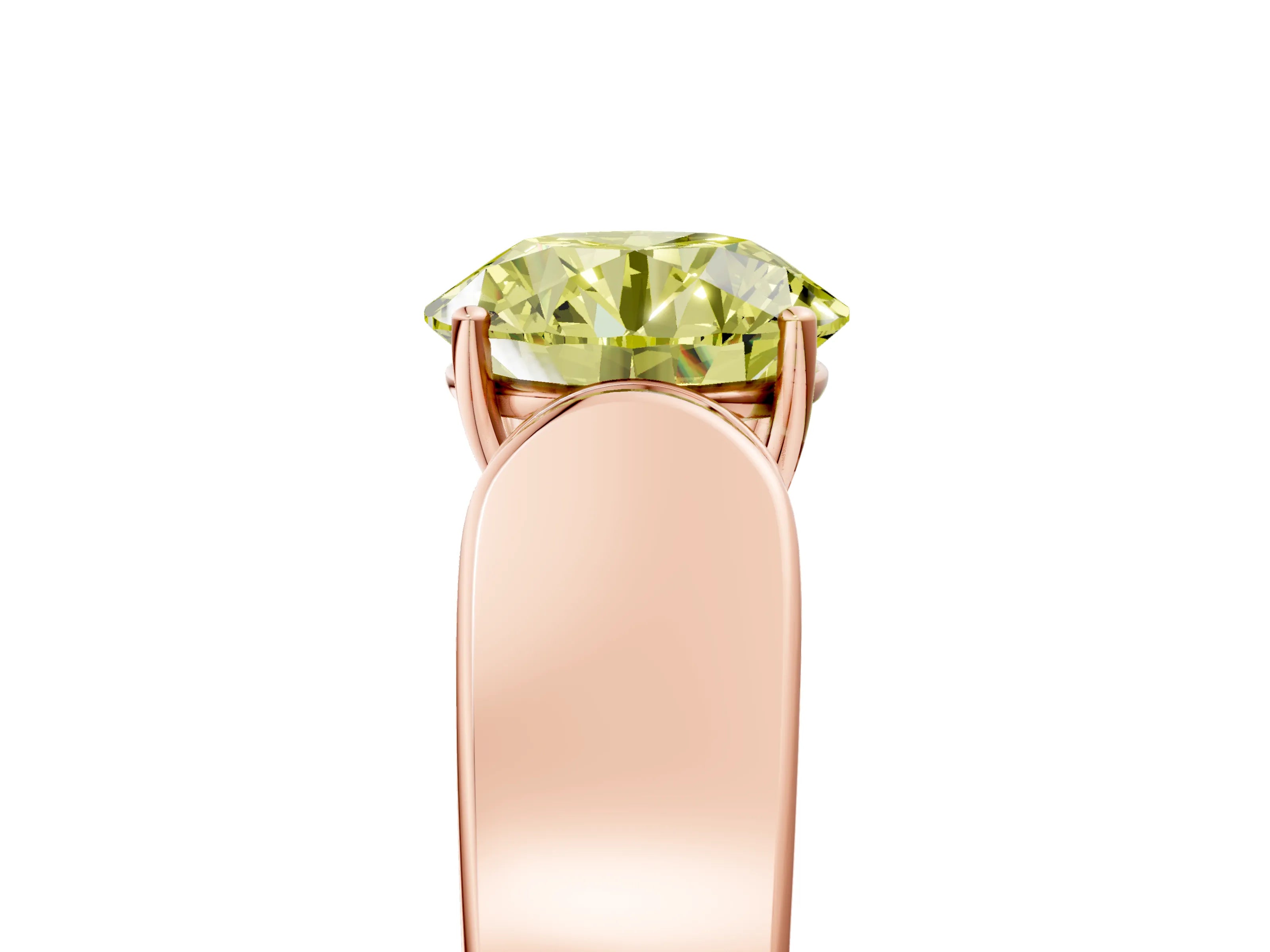 Rose gold Fancy Yellow Round Cut Cut Diamond Channel Set Solitaire Ring with Four-Prong Setting_5