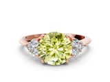 Rose gold Fancy Yellow Round Cut Cut Diamond Cluster Ring with Solitaire Band and Four-Prong Setting_13
