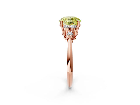 Rose gold Fancy Yellow Round Cut Cut Diamond Cluster Ring with Solitaire Band and Four-Prong Setting_14