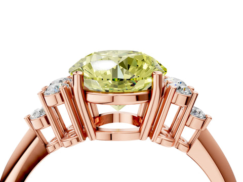 Rose gold Fancy Yellow Round Cut Cut Diamond Cluster Ring with Solitaire Band and Four-Prong Setting_16