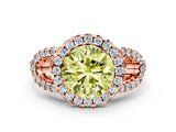 Rose gold Fancy Yellow Round Cut Cut Diamond Halo Engagement Ring with Open Split Pavé Band