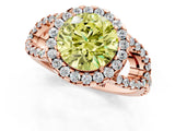 Rose gold Fancy Yellow Round Cut Cut Diamond Halo Engagement Ring with Open Split Pavé Band_1