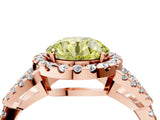 Rose gold Fancy Yellow Round Cut Cut Diamond Halo Engagement Ring with Open Split Pavé Band_4