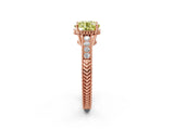 Rose gold Fancy Yellow Round Cut Cut Diamond Milgrain Pave Band Four-Prong Setting Ring_5