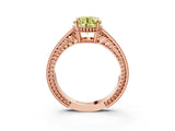 Rose gold Fancy Yellow Round Cut Cut Diamond Milgrain Pave Band Four-Prong Setting Ring_6