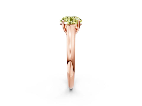 Rose gold Fancy Yellow Round Cut Cut Diamond Solitaire Engagement Ring with Tapered Plain Band and Four-Prong Setting_2