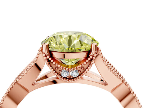 Rose gold Fancy Yellow Round Cut Cut Diamond Twisted Band with Milgrain Pave Setting and Four-Prong Setting_4