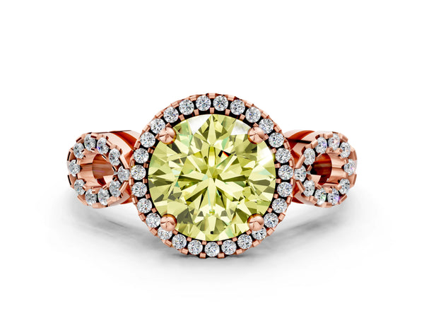 Rose Gold Round Pave Infinity Halo Engagement Ring Setting for Fancy Yellow Center