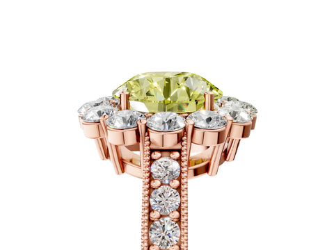 Rose gold Fancy Yellow Round Cut Cut Halo Diamond Pavé Engagement Ring with Milgrain Detailing_5