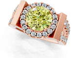 Rose gold Fancy Yellow Round Cut Cut Halo Split Shank Prong Set Ring_1