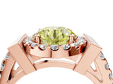 Rose gold Fancy Yellow Round Cut Cut Halo Split Shank Prong Set Ring_4