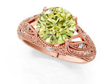 Rose gold Fancy Yellow Round Cut Cut Milgrain Pave Diamond Engagement Ring with Four-Prong Setting_4