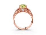 Rose gold Fancy Yellow Round Cut Cut Milgrain Pave Diamond Engagement Ring with Four-Prong Setting_6