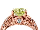 Rose gold Fancy Yellow Round Cut Cut Milgrain Pave Diamond Engagement Ring with Four-Prong Setting_7