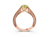 Rose gold Fancy Yellow Round Cut Cut Pave Band Milgrain Solitaire Ring_3
