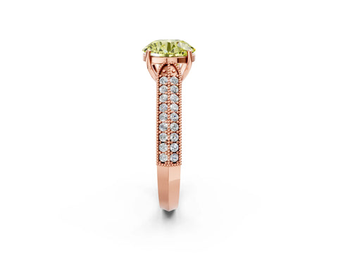 Rose gold Fancy Yellow Round Cut Cut Pave Split Shank Engagement Ring with Four-Prong Setting_2