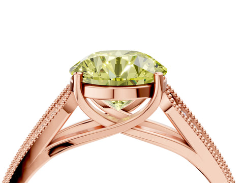 Rose gold Fancy Yellow Round Cut Cut Pave Split Shank Engagement Ring with Four-Prong Setting_4