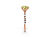 Rose gold Fancy Yellow Round Cut Diamond Brilliant Solitaire Ring with Pavé Band and Four-Prong Setting_2