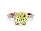 Rose gold Fancy Yellow Round Cut Diamond Brilliant Solitaire Ring with Pavé Band and Four-Prong Setting_24
