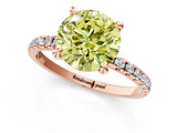 Rose gold Fancy Yellow Round Cut Diamond Brilliant Solitaire Ring with Pavé Band and Four-Prong Setting_25