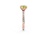 Rose gold Fancy Yellow Round Cut Diamond Brilliant Solitaire Ring with Pavé Band and Four-Prong Setting_26