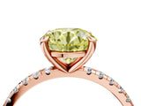 Rose gold Fancy Yellow Round Cut Diamond Brilliant Solitaire Ring with Pavé Band and Four-Prong Setting_28