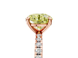 Rose gold Fancy Yellow Round Cut Diamond Brilliant Solitaire Ring with Pavé Band and Four-Prong Setting_29