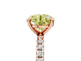 Rose gold Fancy Yellow Round Cut Diamond Brilliant Solitaire Ring with Pavé Band and Four-Prong Setting_5