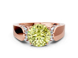 Rose gold Fancy Yellow Round Cut Diamond Channel Set Solitaire Ring with Four-Prong Setting_12