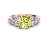 Rose gold Fancy Yellow Round  Cut Diamond Cluster Ring with Round Accent Stones and Prong Setting on a Classic Band_29